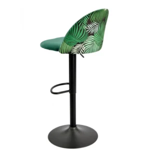 mobiliario-contract-taburete flower regulable metal negro tapizado velvet verde con trasera floral a juego 3 2